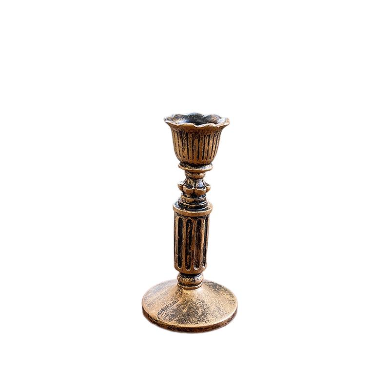 Vintage Candlestick Holders For Taper, Resin Candle Holder Retro Antique Bronze Candle Holder For Wedding Party