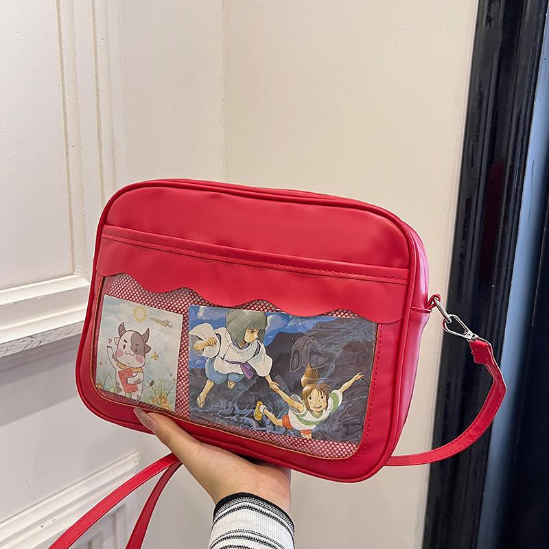 

Милая и Универсальная Простая Японская ПУ Двумерная Прозрачная Сумка через плечо на одно плечо Женская Сумка для мягкой девушки