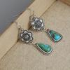 Vintage Ethnic Antique Flower Synthetic Turquoise Pendant Earrings For Birthday Parties Fashionable Jewelry Customization Gifts