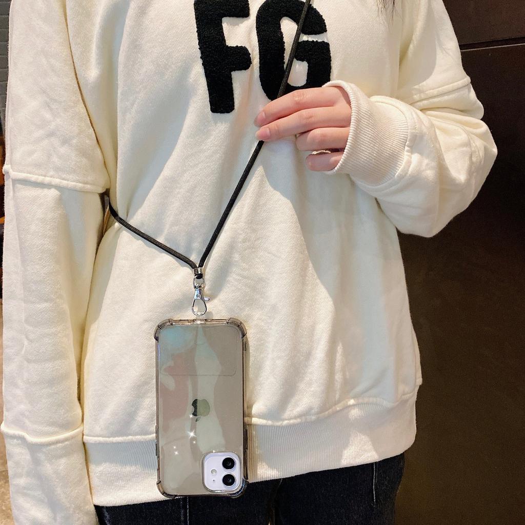 Amazon popular application iPhone12 four corners anti-drop lanyard mobile phone case Apple 11 transparent glitter protective case