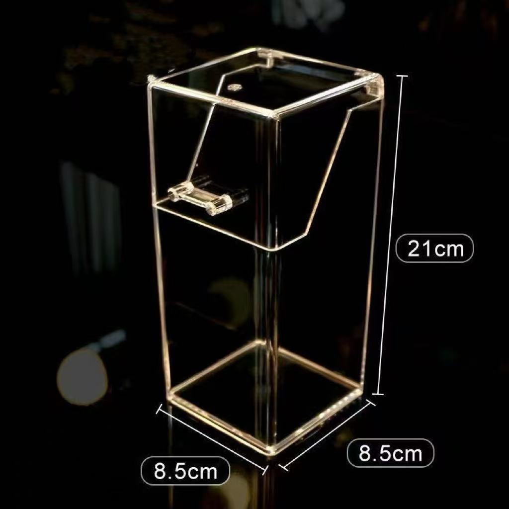 Dustproof Clear Acrylic Makeup Brush Holder, Transparent Cosmetic Organizer Box with Lid, Desktop Makeup Brush Storage