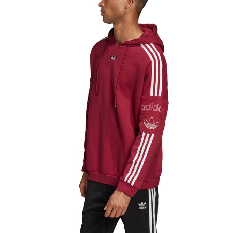 Adidas Originals Trefoil TS TRF Fleece-Lined Hoodie Men Hoodie Burgundy ED7116