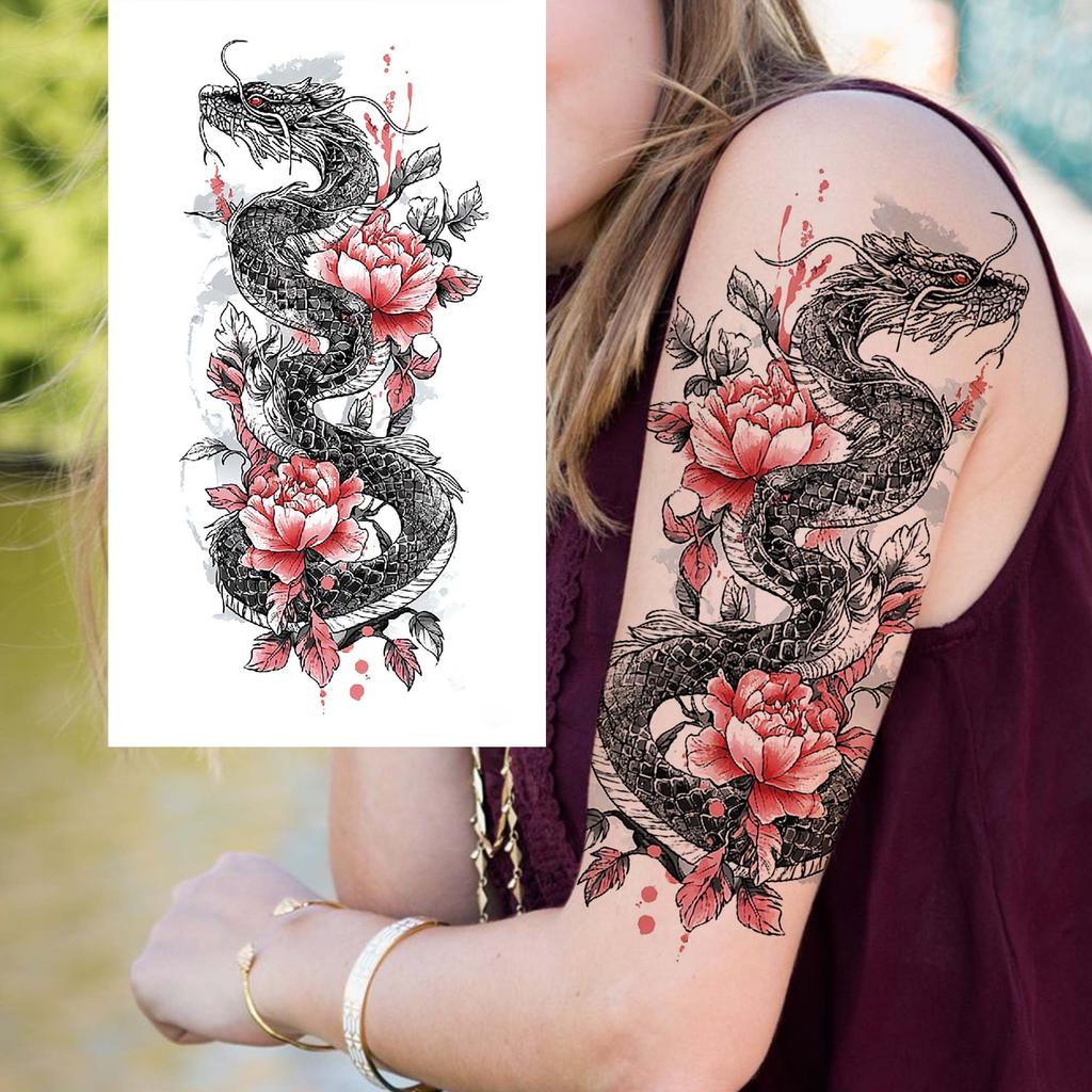 1 Sheet Dragon Temporary Tattoos For Men Women Water Transfer Tattoo Sticker Self Adhesive High Quality Fake Tatoo Arm Forearm