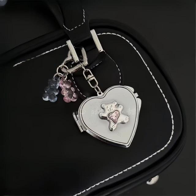Butterfly Locket Bag Charm Photo Locket Silver Rhinestone Purse Accessories Pink Crystal Set Bag Charm