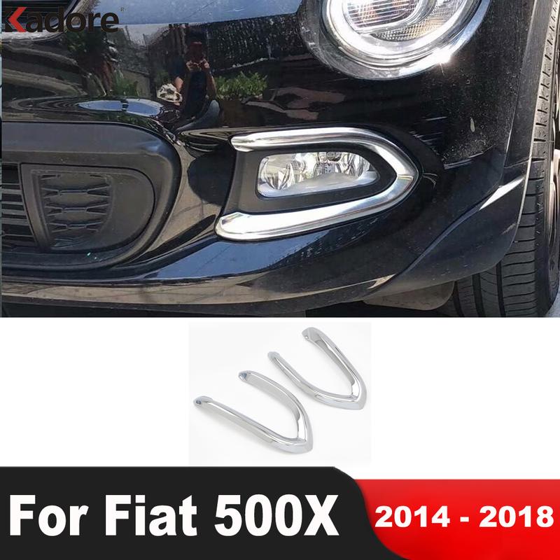 Front Fog Light Lamp Cover Trim For Fiat 500X 2014 2015 2016 2017 2018 Chrome Car Head Foglight Eyebrow Eyelid Trims Accessories