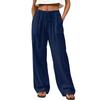 Women’s Summer Loose Fit Straight Leg Long Pants with Elastic Waistband Drawstring and Relaxed Draped Trousers for Casual Wear