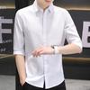 2025 Men's Five-Sleeve Loose Shirt - Japanese Hong Kong Style, Summer Casual Jacket, Trendy and Versatile
