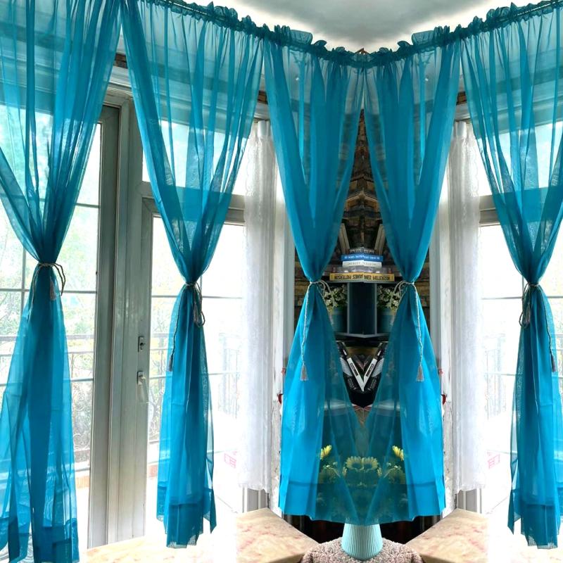 

Простые однотонные шторы цвета озера, прозрачные мягкие шторы, панели для оформления окон для кабинета, гостиной, спальни W145cm x L160cm