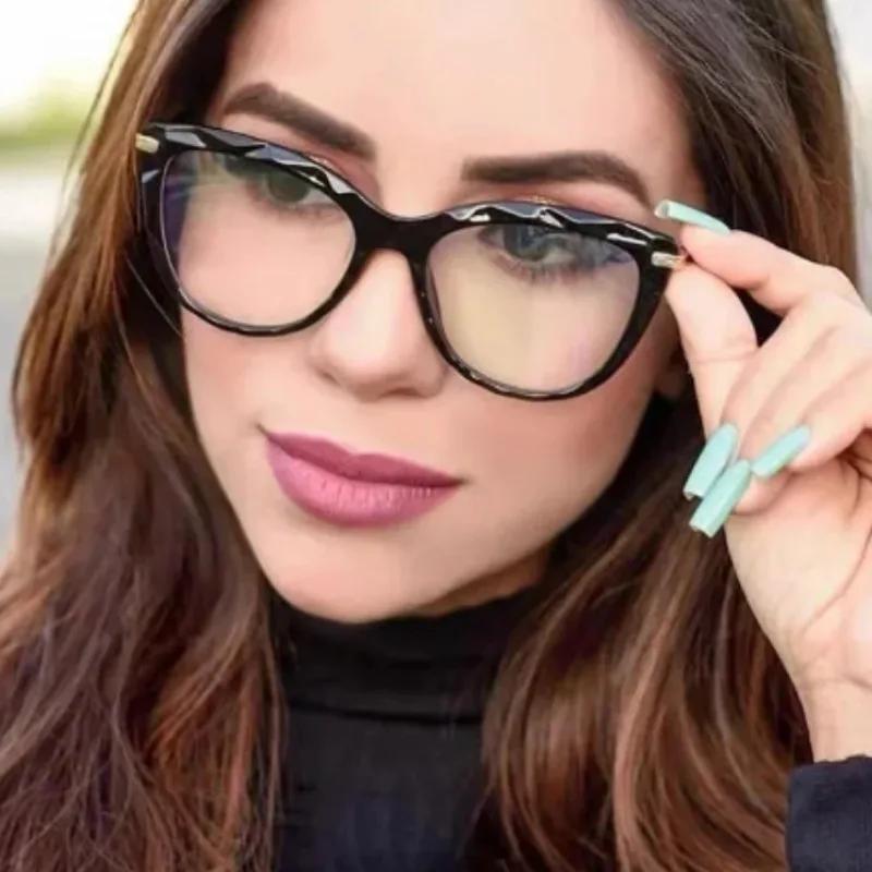 Anti Blue Light Eyewear New Cat Eye Glasses Women Brand Designer Vintage Clear Eyeglasses Optical Frame  Lunette Homme
