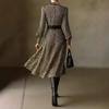 Women Black White Geometric Print V Neck Bell Sleeve Asymmetrical Hem Maxi Dress