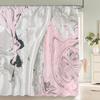 Abstract Marble Pattern Shower Curta Waterproof Fabric Bath Curta For Bathroom Bathtub Large Wide Bathing Cover With Hook