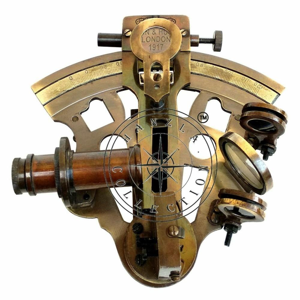Antiker Messing Funktionierender Marine Sextant Sammlerstück Vintage Nautisches Schiff Astrolabium
