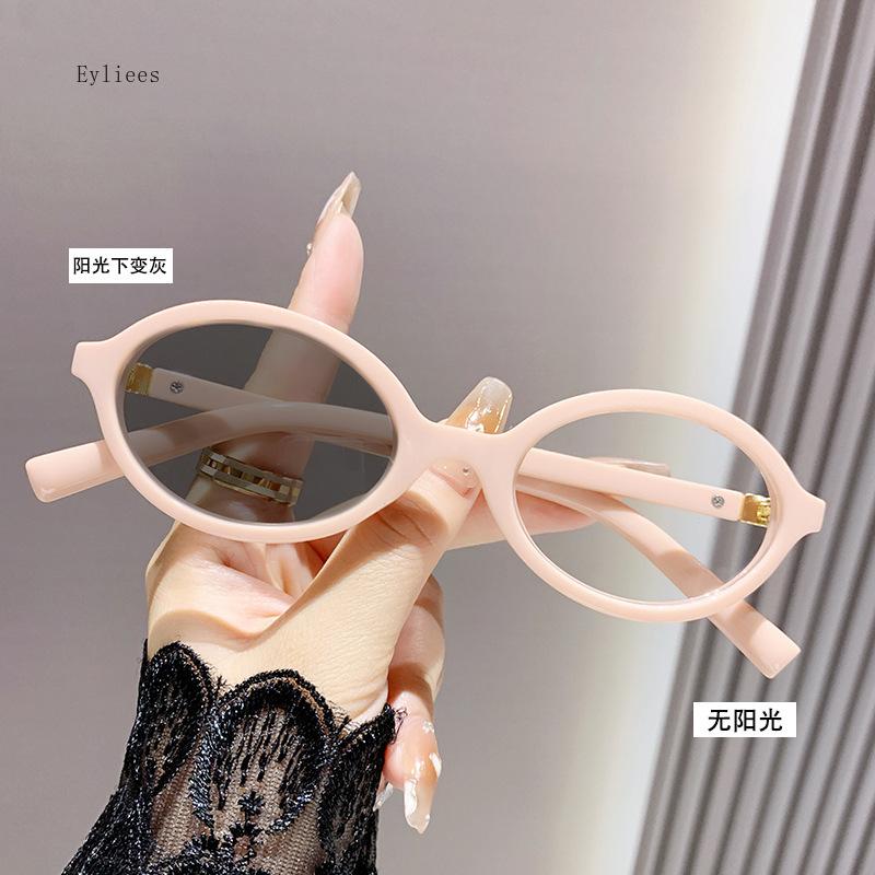 Myopia Glasses For Women Men Fashion Oval Frame Color Changing Minus Eyeglasses Finished Photochromic Near Sight Sunglasses