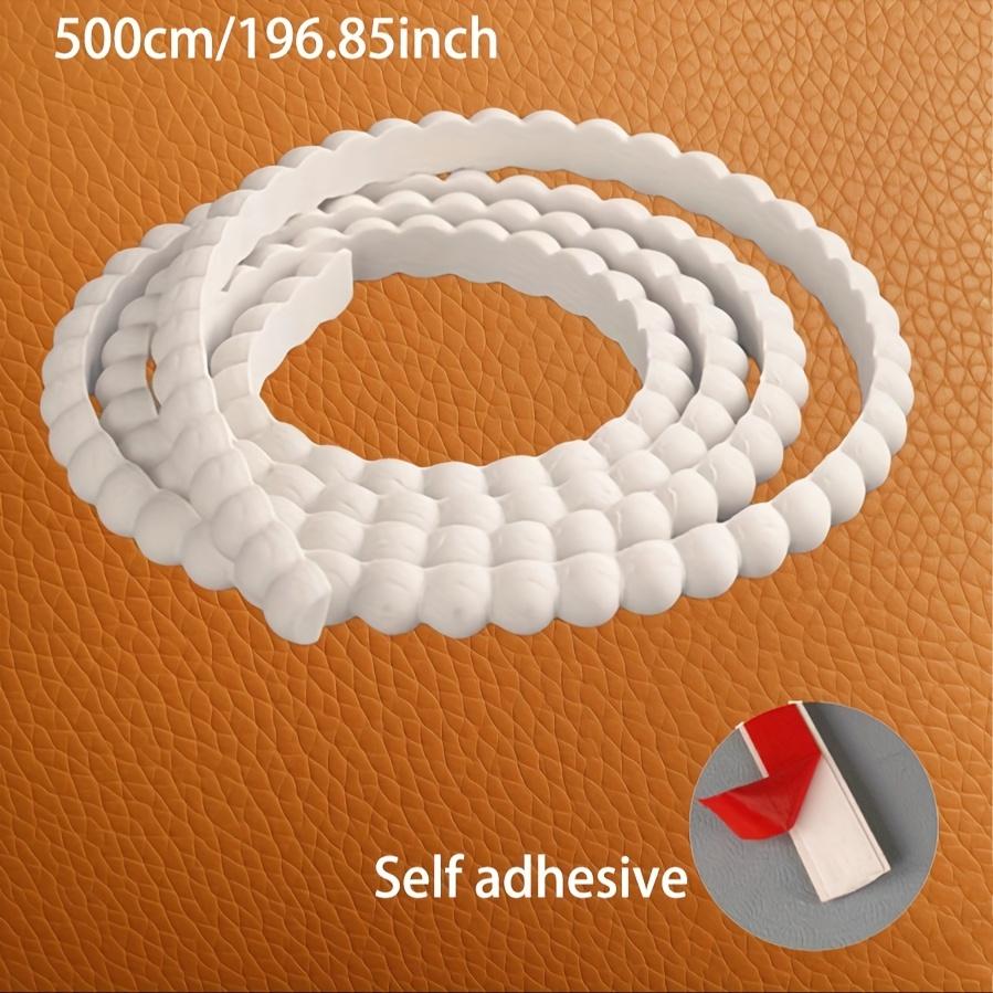 1 Roll (5m/196.85in) Self-Adhesive PVC Bead Trim - Peel and Stick Removable Wallpaper Border, White Durable Polyvinyl Chloride Molded