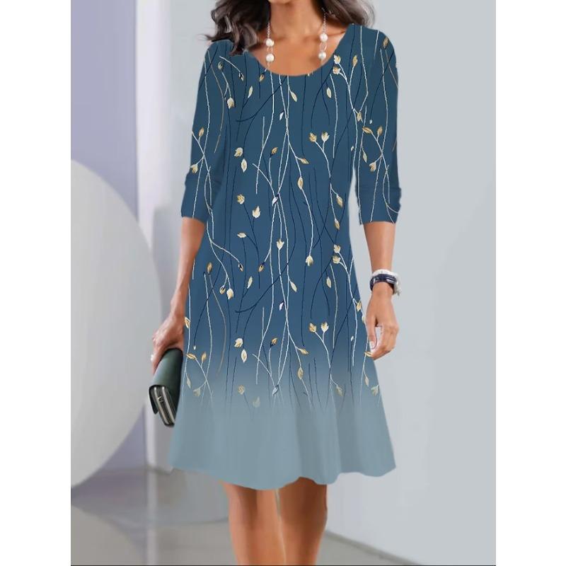 QICED Fashion Summer Spring  Short Sleeve O-Neck Casual Dresses