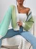 2026 Autumn/Winter Women's Color Block Wool Knit Cardigan Sweater - Trendy Short Outerwear in Stock