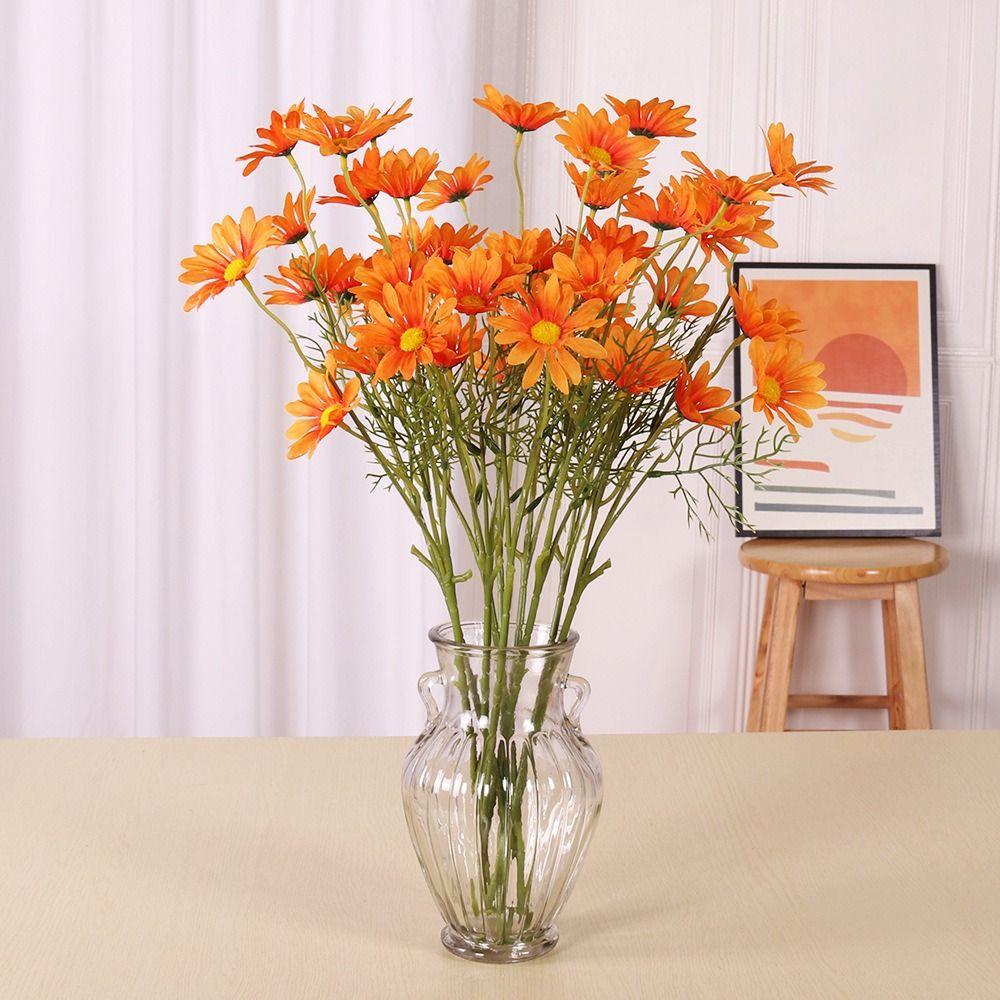 Long Branch Artificial Daisy Flowers Natural Simulation 5 Head Silk Small Daisy Flowers Multi-color Decorative