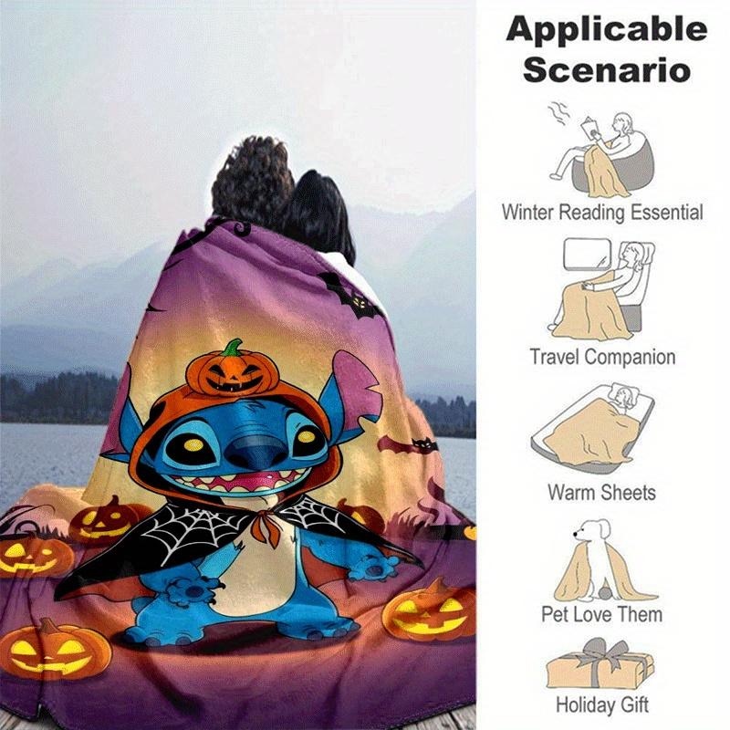 1pc Stitch Printing Blanket - Soft, All-Season Throw for Office Blanket,Personalized Gift with Adorable Cartoon Design