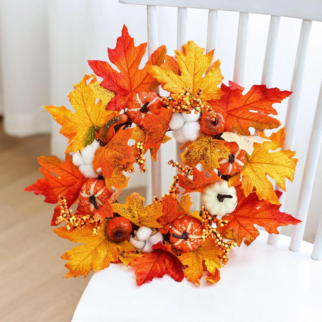 2026 Autumn Halloween Berry Pumpkin Wreath, Home & Door Decoration Vine Ring for Thanksgiving
