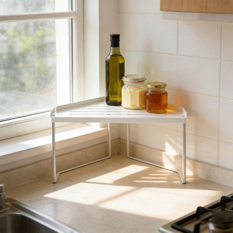 Modulars Stackable Shelf Corner Design Carbon Steel Corner Shelf Suitable for Flexible Organization in Bathroom Kitchen