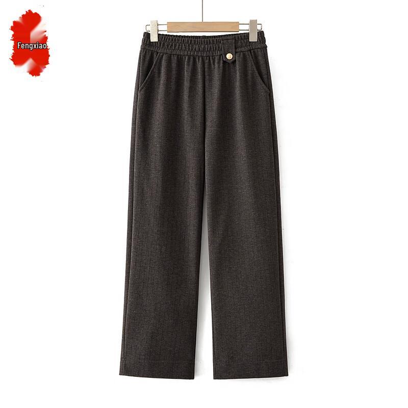 FENGXIAO Women's Plus Size Elastic Waist Straight-Leg Pants