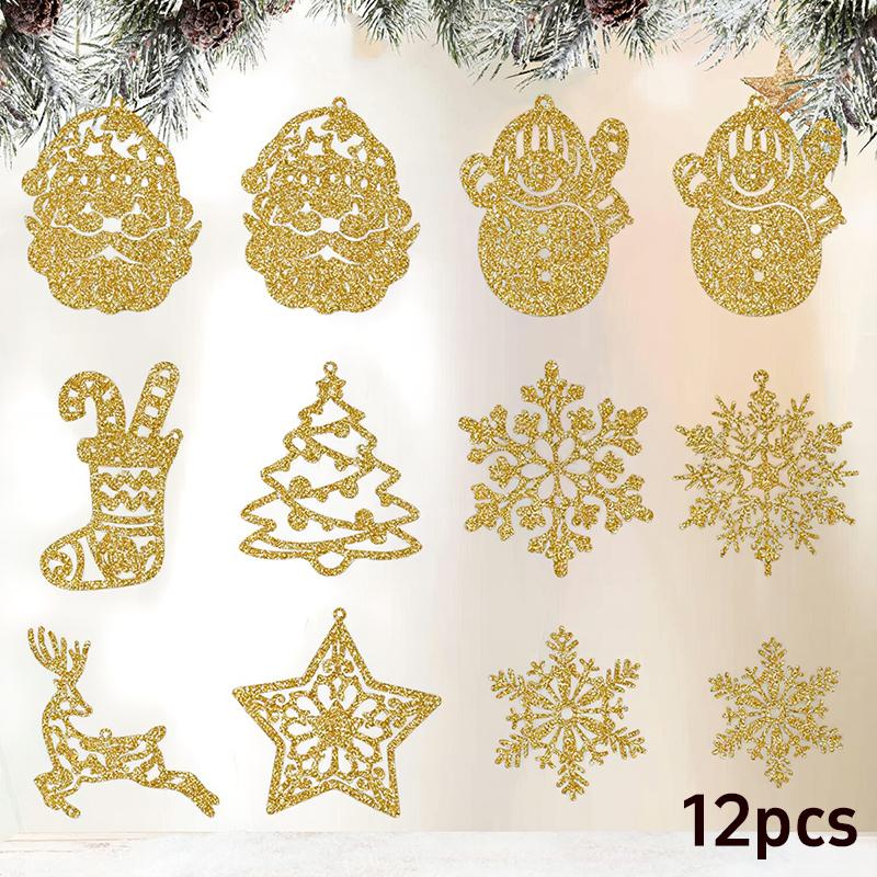 20Pcs Christmas Tree Decoration Hanging Ornaments Tree Snowman Reindeer Santa Snowflake Ornaments for New Year Winter Party