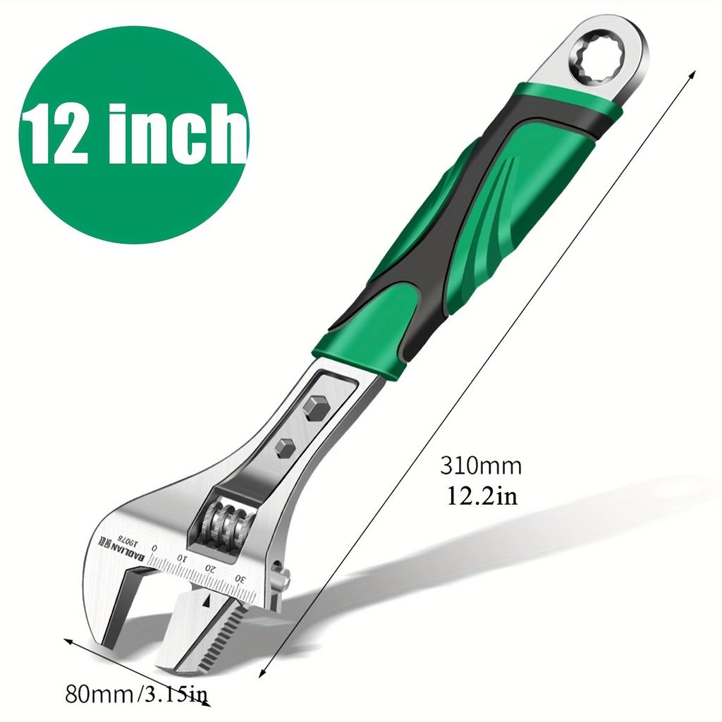 8/10/12Inch Adjustable Wrench Wide Jaw Opening Precise Jaw Design Grips Tight-Even in Tight Spaces