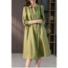 Elegant Linen Shirtdress Design for A Slim Solid Color Dress for Spring and Fall