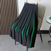 Colorblock Elastic Waist Womens Skirts Contrast Color Skirts Solid Streetwear A Line Midi Skirt