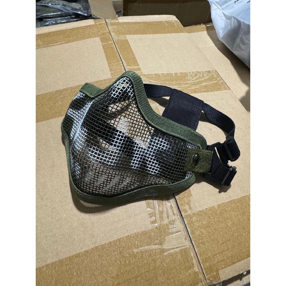Maschera Facciale Mezza Faccia in Acciaio con Doppia Cinghia V1, Maschera Protettiva Tattica Camo per CS Airsoft Wargame Allenamento