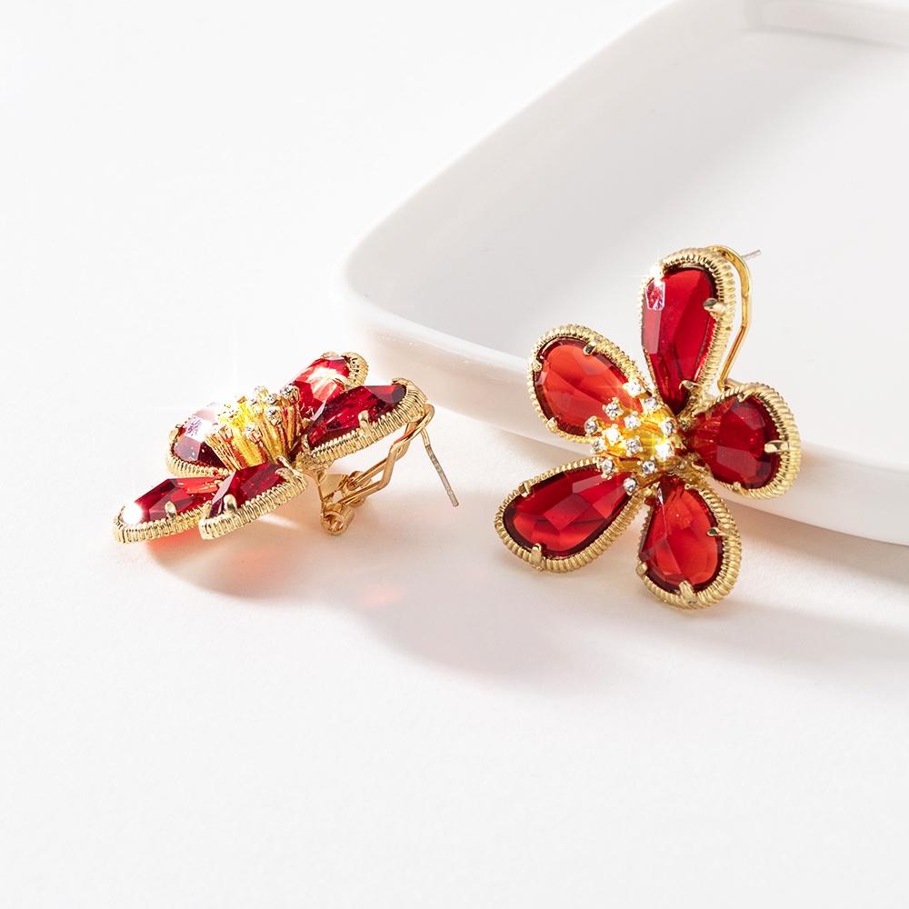 Pinkdudu Kristall-Blumenstecker Elegante Legierung mit eingelegten Kristallen Ohrringe für Damen Schmuckzubehör Geschenke PD510