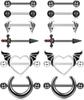 Bobisty 6 Pairs 14G Nipple Rings Set for Women 316L Stainless Steel Heart Butterfly Moon CZ Flower Nipple Rings Piercing Jewelry