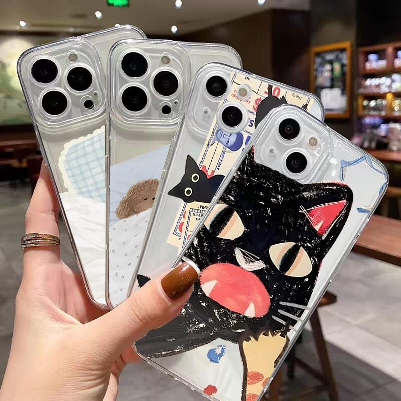 Case for Samusng Galaxy A56 A55 A54 A35 A36 A26 A16 A15 A14 A34 A53 S25 S24 S23 Ultra Plus S20 S21 S24 FE Cute Doodle Cat Cover