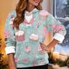 Women's Casual Fashion Plus Velvet Thickened Christmas Print Hooded Sweatshirt