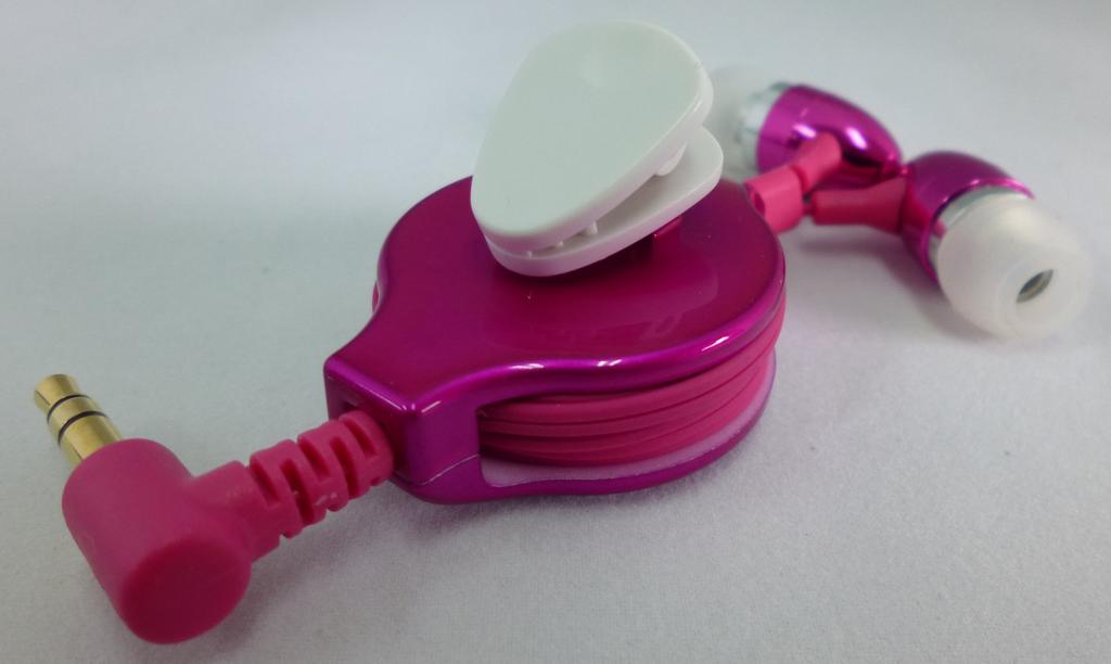 Excel Sound Retractable Aluminum Housing In-Ear Headphones, Pink EH-R37 PK