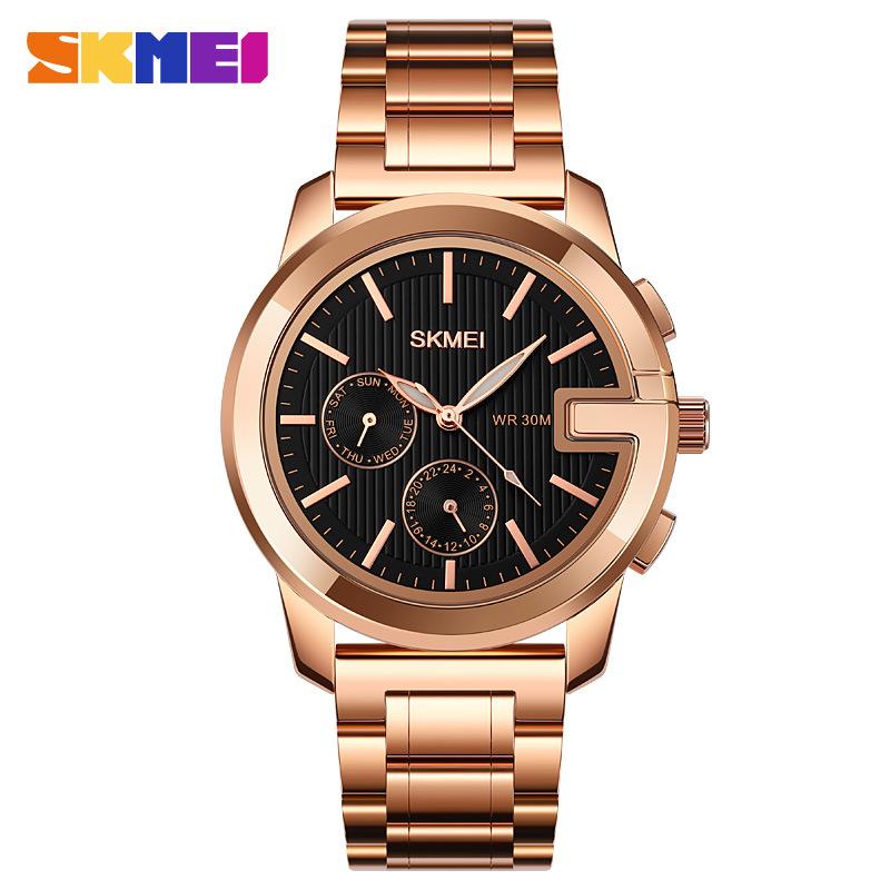 Fashion multi-functional scale quartz watch, solid steel belt business men's watch direct sales