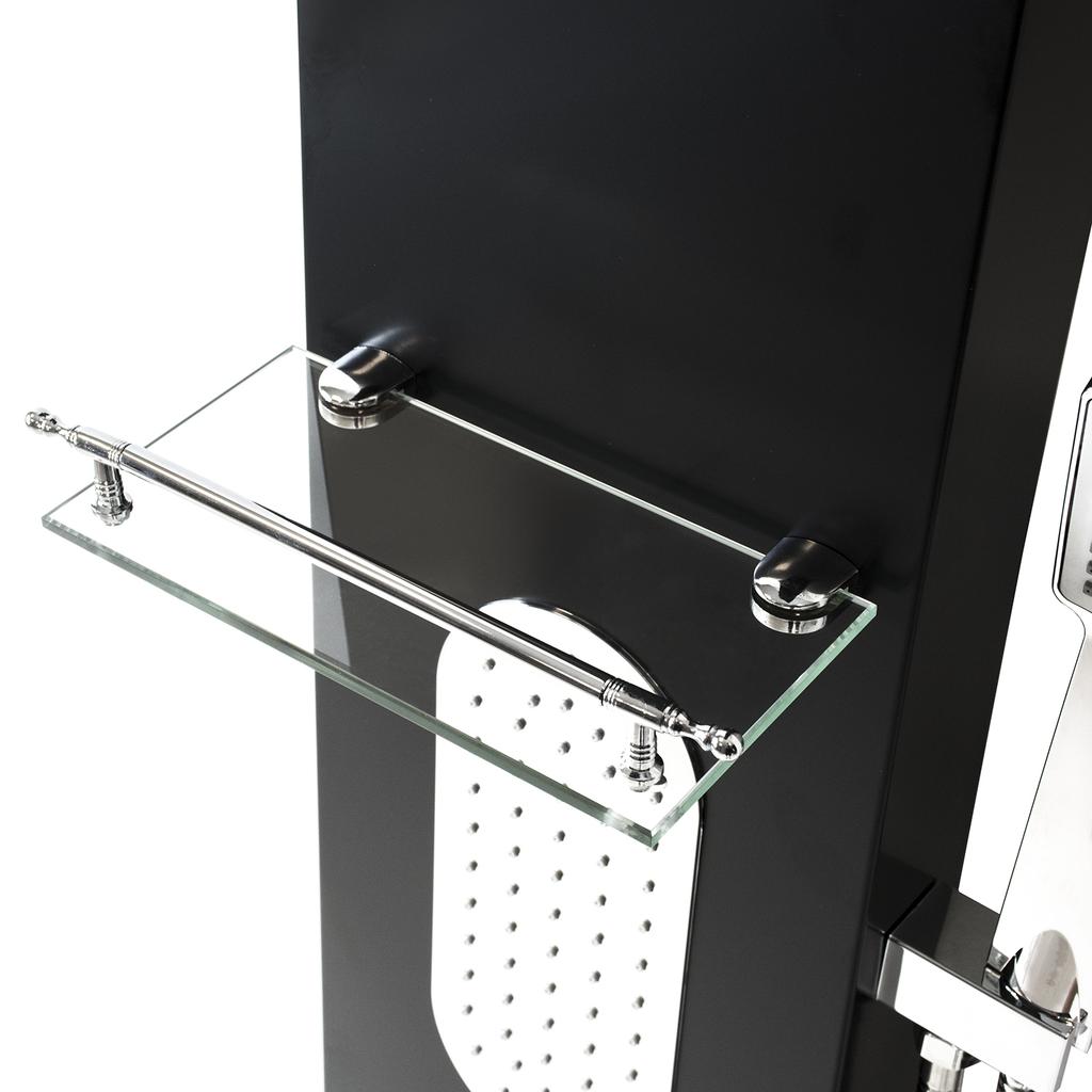 Shower panel faucet with hydromassage, rain shower, steel, matt black