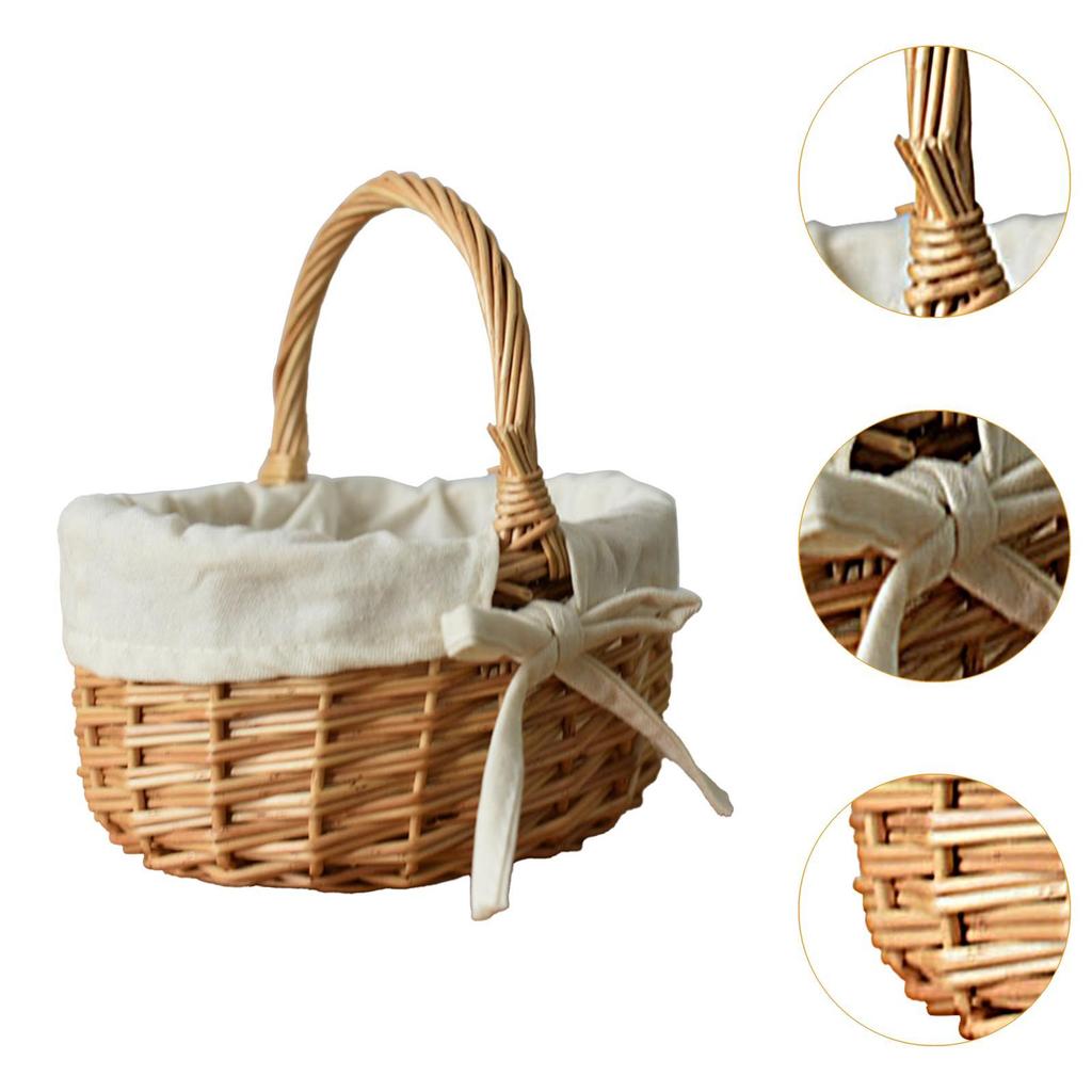 Picnic Basket Rattan Storage Serving Basket,Rustic Wicker Woven Hamper for