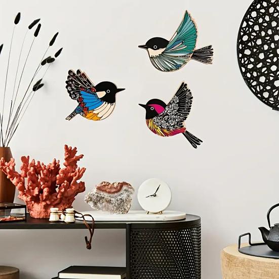 Yousheng 3Pcs/Set Wooden Birds Wall Art Rustic Flying Birds Decorations Modern Scandinavian Wall Decor for Farmhouse Home Office