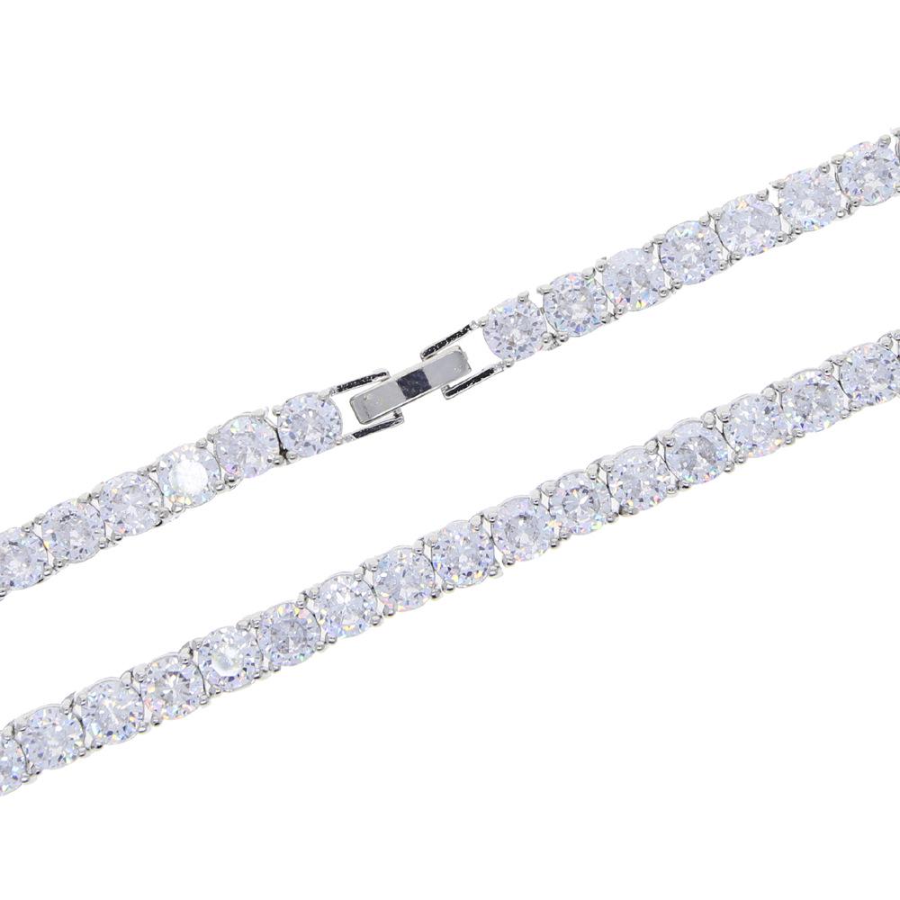European 5mm Diamond Tennis Necklace: Single Row Hip Hop Streetwear Accessory for Men & Women