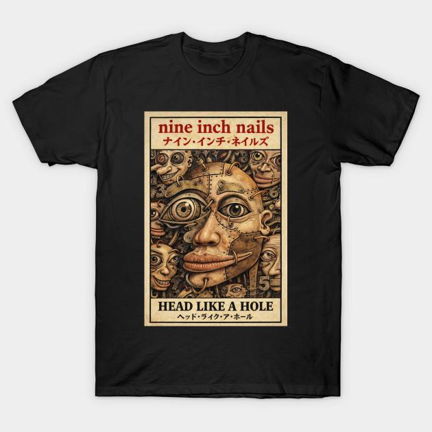 

Men Black Print T-shirt Nine Inch Nails No-Cut Transfer Paper Print Cotton Tshirt 3XL