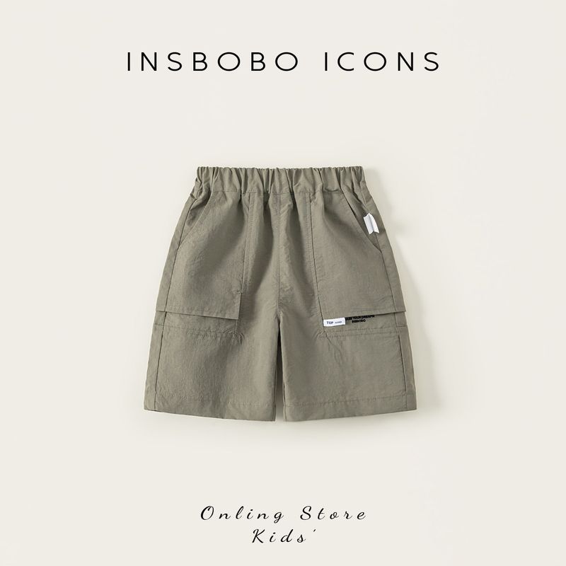 Insbobo Boys  Pants Summer Thin Early Summer 2025 Wear Boys  Overalls Children s Shorts Casual Children s Clothing Gray 100