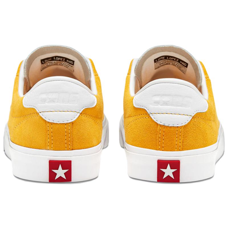 Converse Cons Louie Lopez Pro Vintage Anti-Slip Shock Absorption Low-Top Board Shoes Unisex Yellow and White