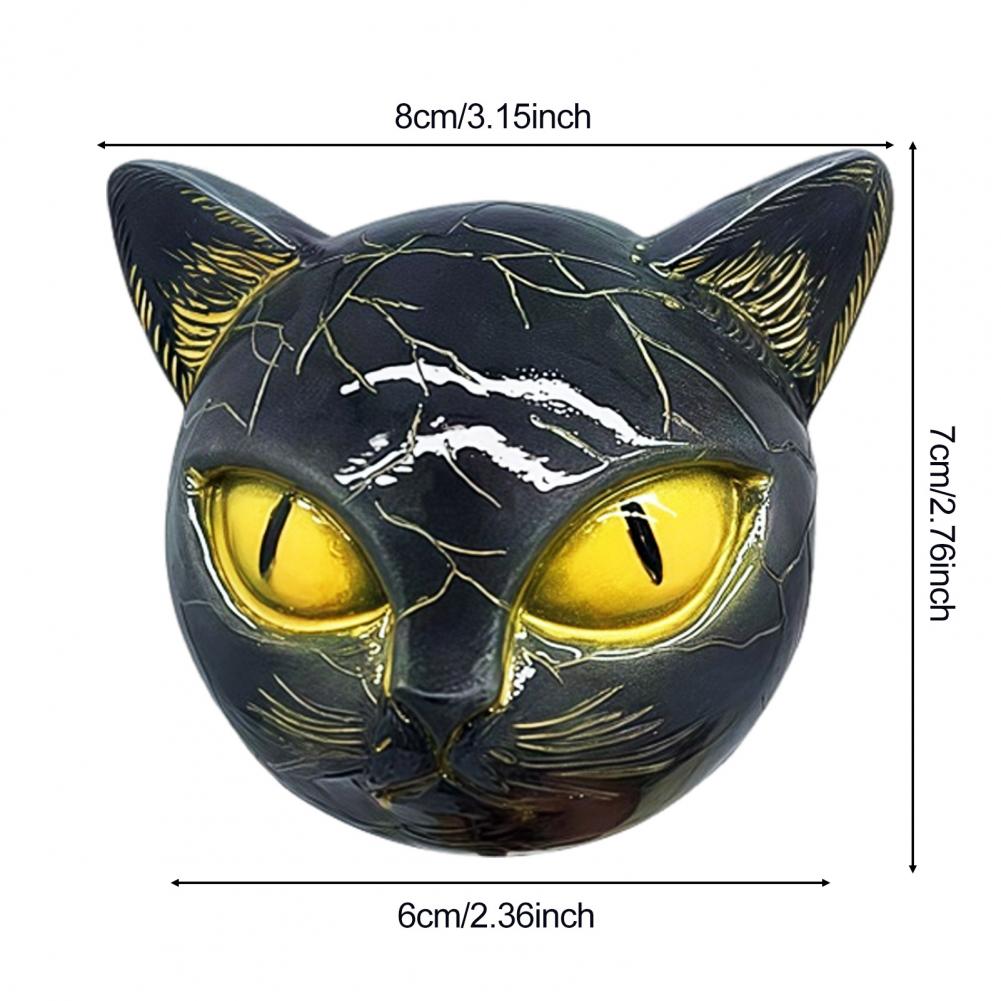 Resin Cat Sculpture Amber Eyes Cat Ornament Hand-carved Cat Stone Figurine Elegant Home Decor Keepsake Gift for Lovers for Women