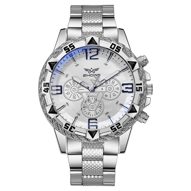 Men's Blue Light Quartz Watch - Casual & Business Style with Large Dial