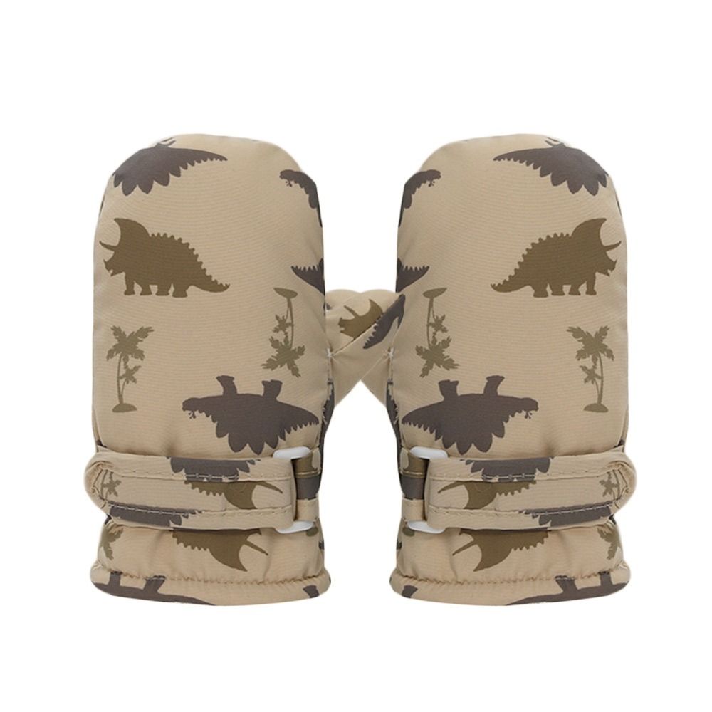 4-8 Years Waterproof Children Skiing Gloves Velvet Liner Warm Winter Warm Gloves Dinosaur Print Windproof Mittens for Girls Boys