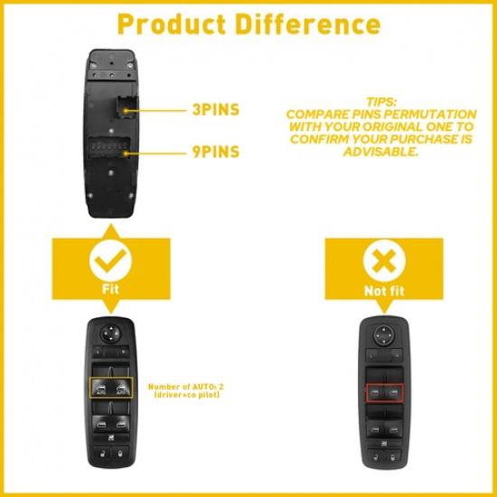 68110866AA Master Switch Fit Power Window 2012-2015 Chrysler Ram 2500 Dodge 1500