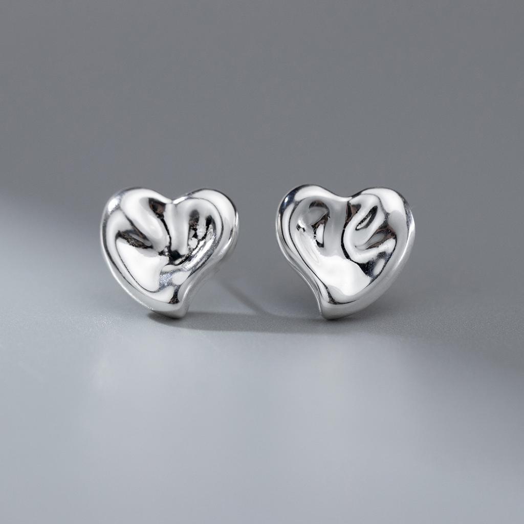 925 Silver Heart Stud Earrings For Women Engagement Wedding Fine Jewelry Friends Gift Accessories Trend Jewellery