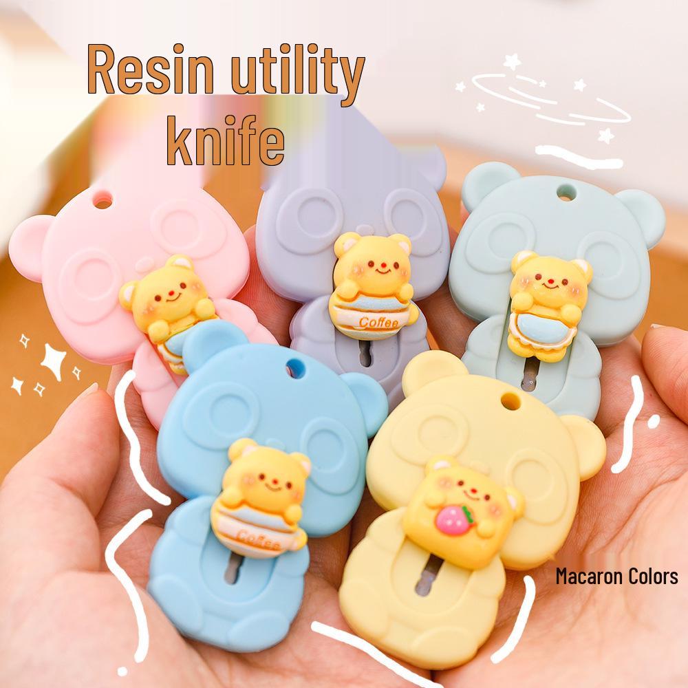 Mini Portable Cute Bear Craft Knife - Cartoon Candy Color Box Cutter
