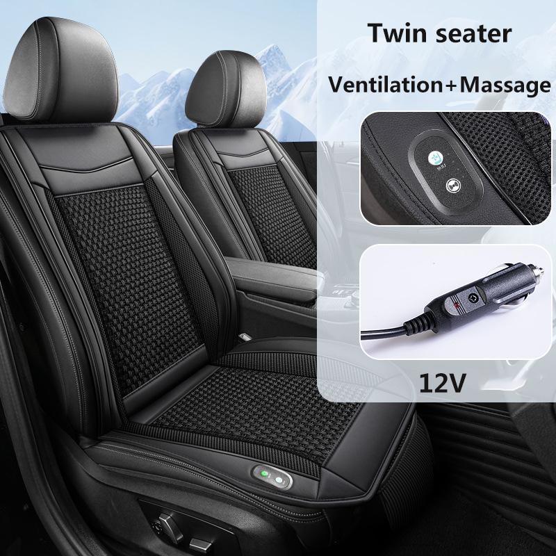 12V Woven Cooling Seat Cushion Ventilation Massage Summer Seat Mat Double Seat Cushion Automotive Universal Seat Backrest